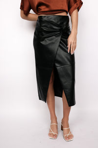 Knot Detail Asymmetric Wrap Skirt