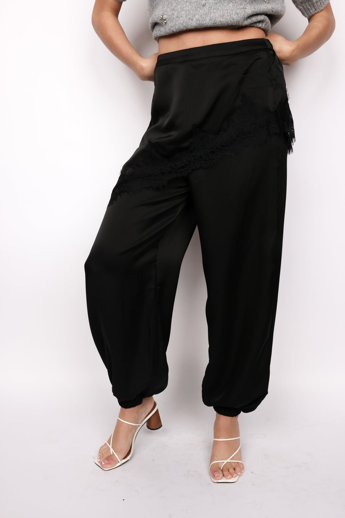 Satin Asymmetrical Layered Joggers