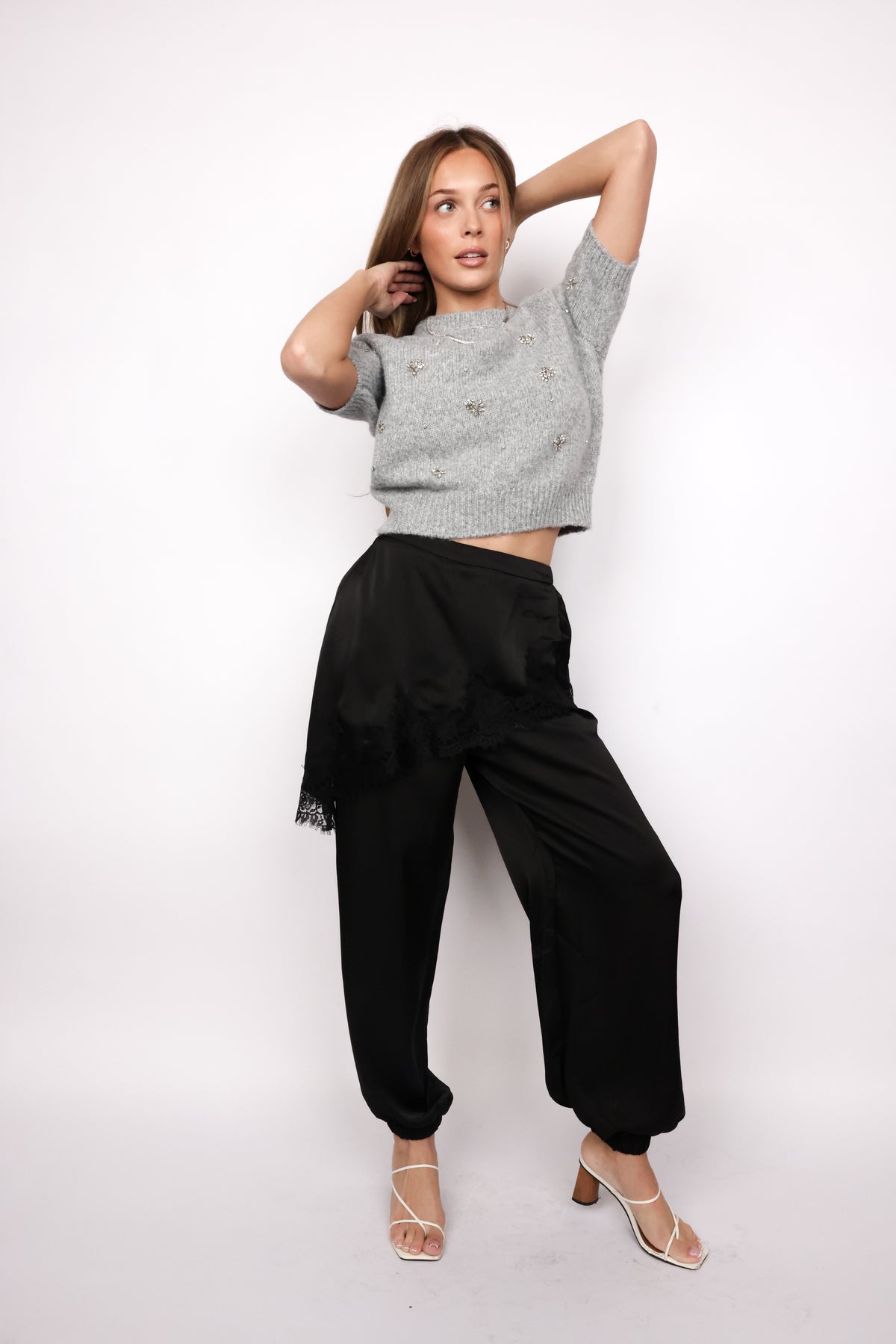 Satin Asymmetrical Layered Joggers