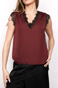 Lace Trim Sleeveless Blouse