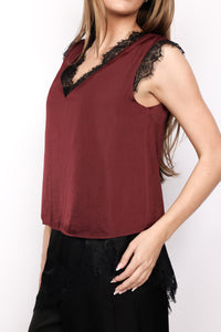 Lace Trim Sleeveless Blouse