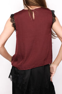 Lace Trim Sleeveless Blouse