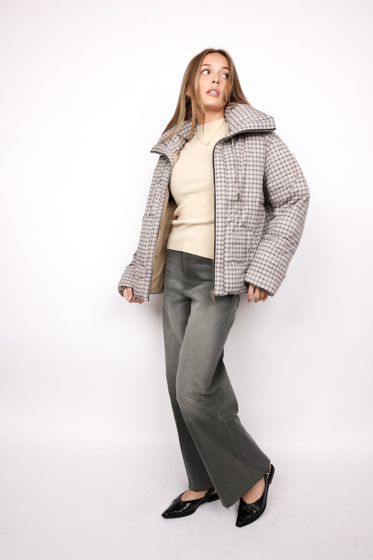 High Mock Full Zip Puffer Jacket