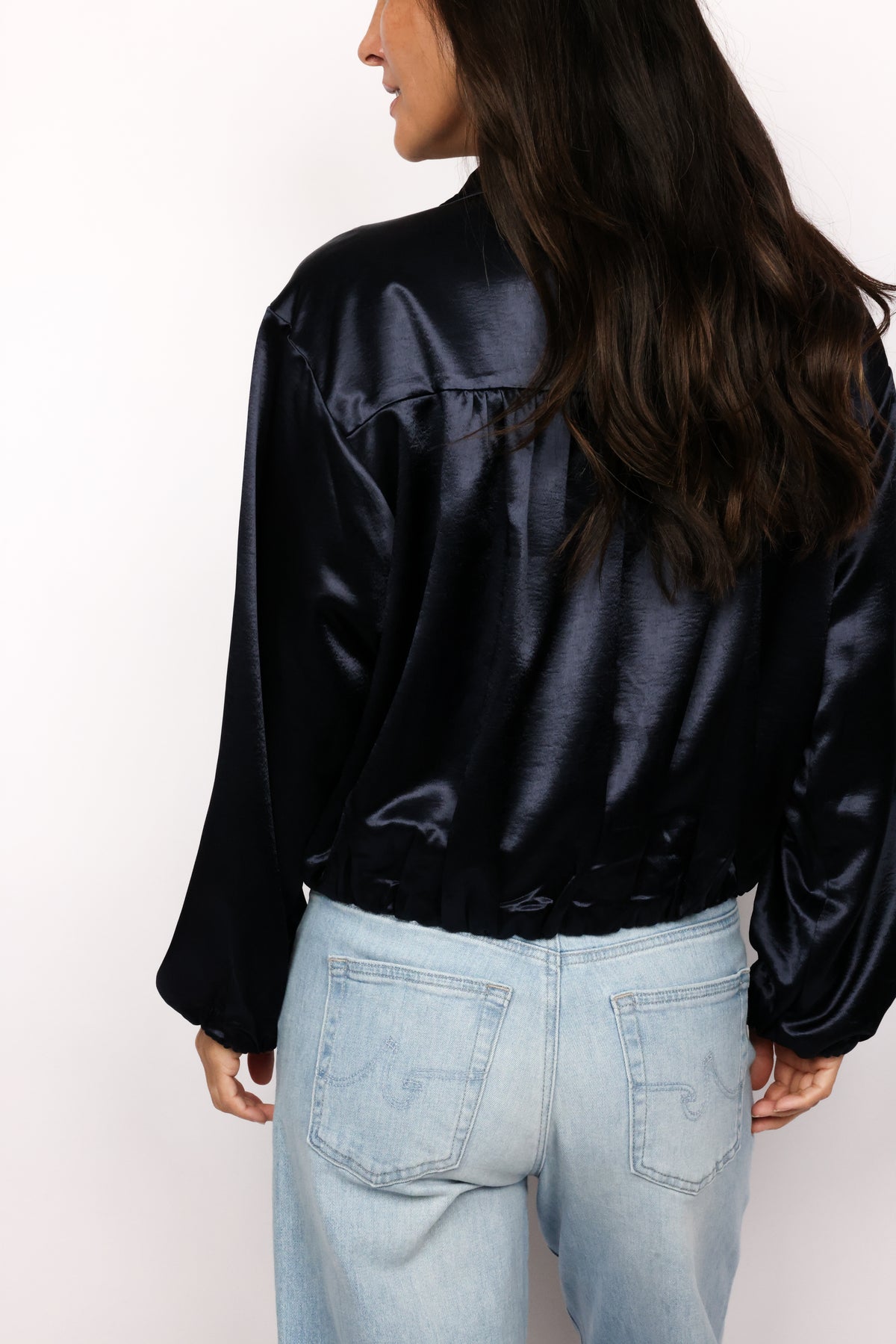 Satin Color Block Zip Up Jacket
