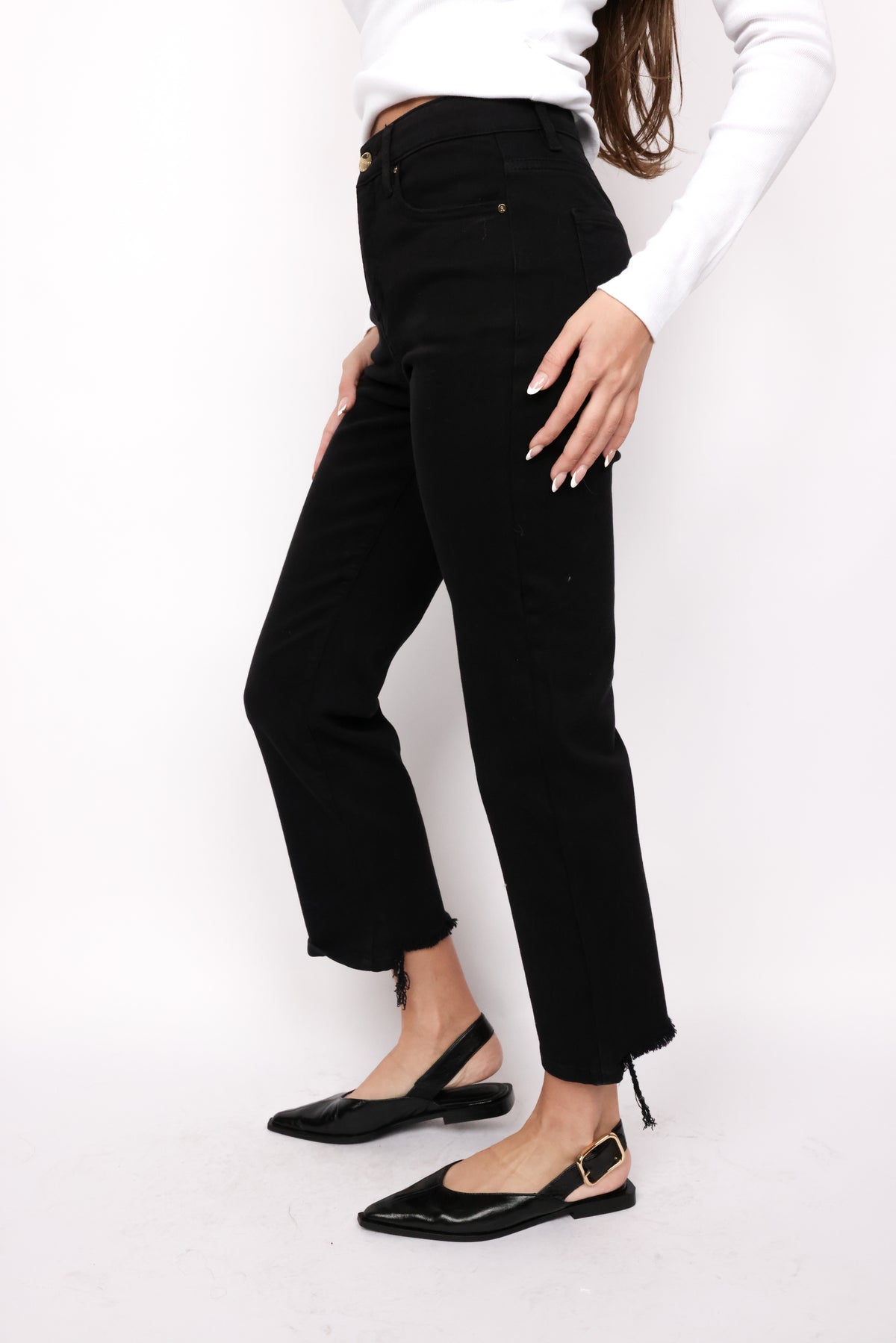 High Rise Crop Straight Pants