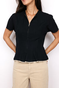 Contour Seam Zip Front Blouse
