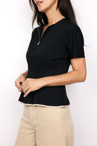 Contour Seam Zip Front Blouse
