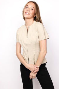 Contour Seam Zip Front Blouse