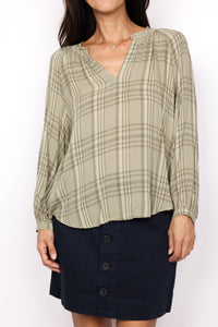 Mono Plaid Flowy Top