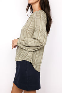 Mono Plaid Flowy Top