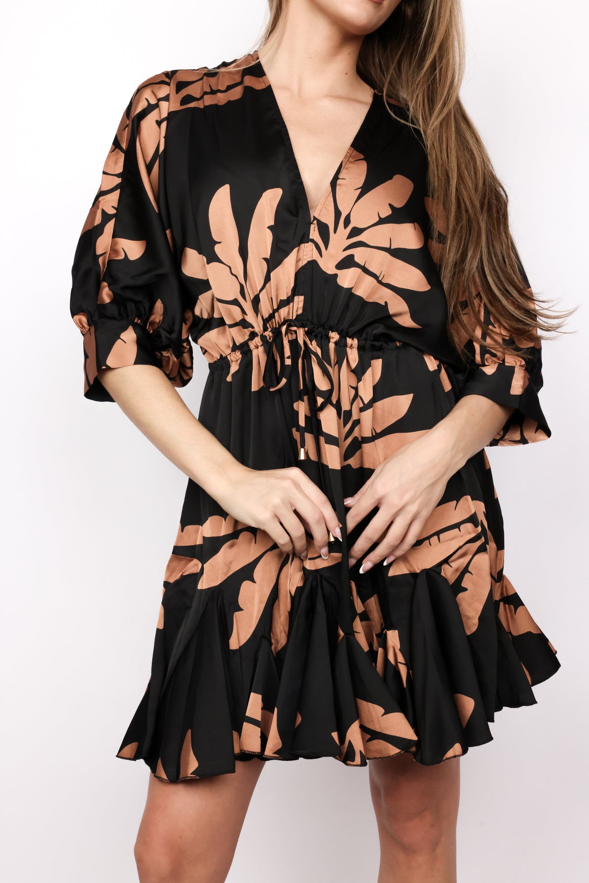 Drawstring Waist Mini Dress