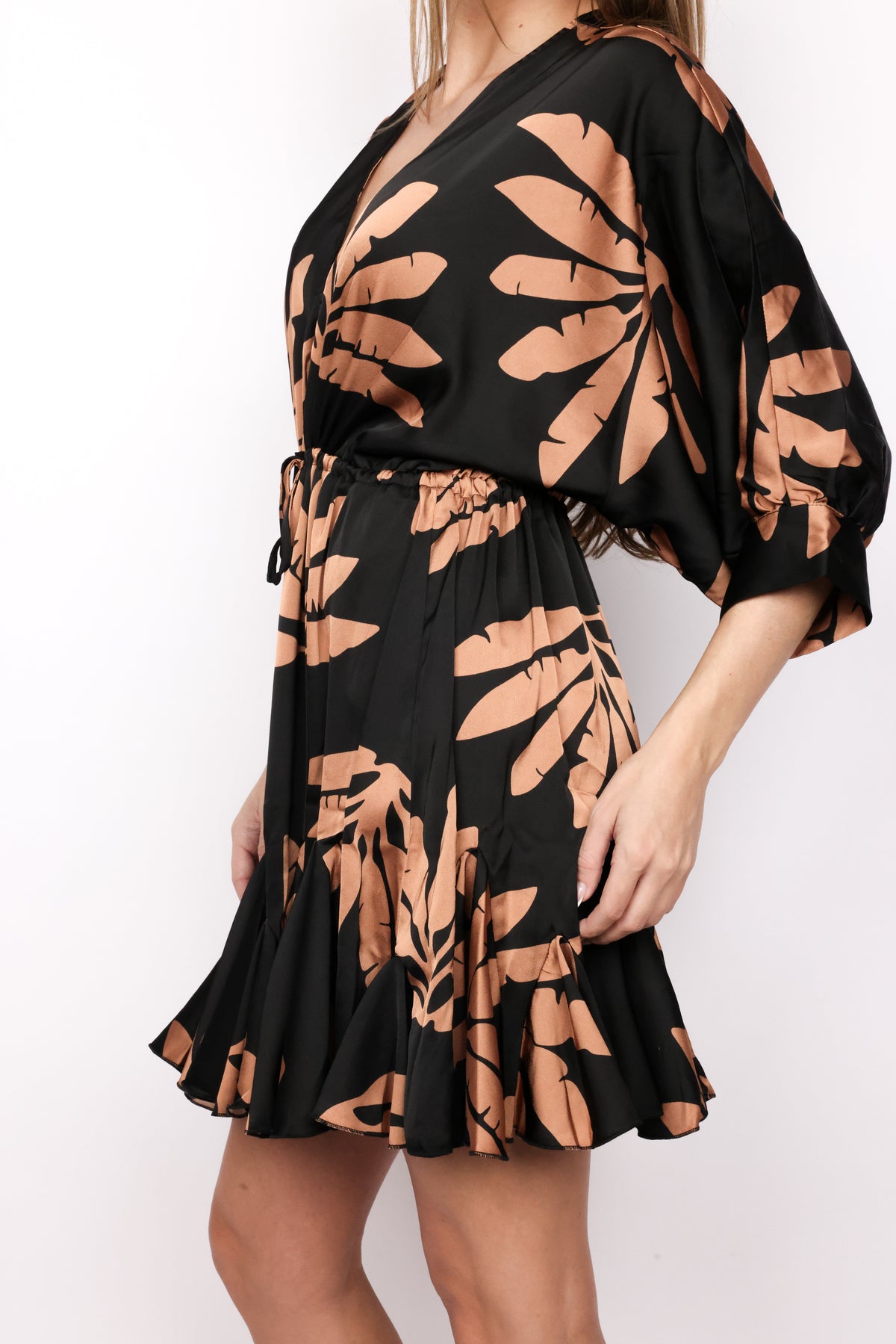 Drawstring Waist Mini Dress