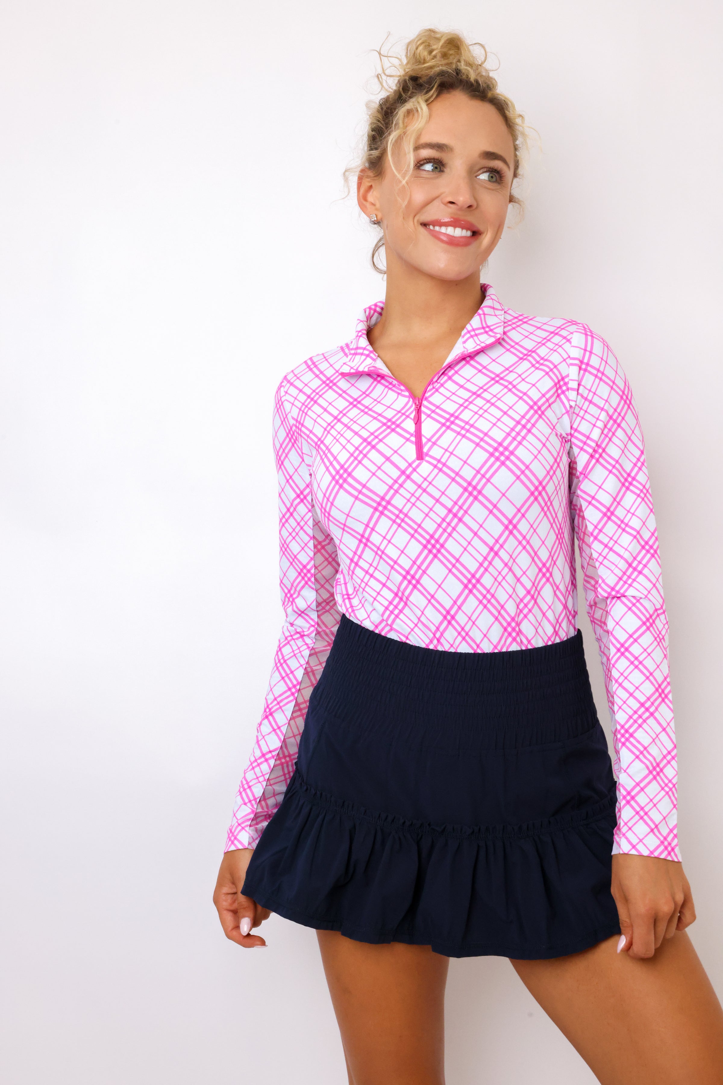 IBKUL Tony Print Long Sleeve Mock Neck Top