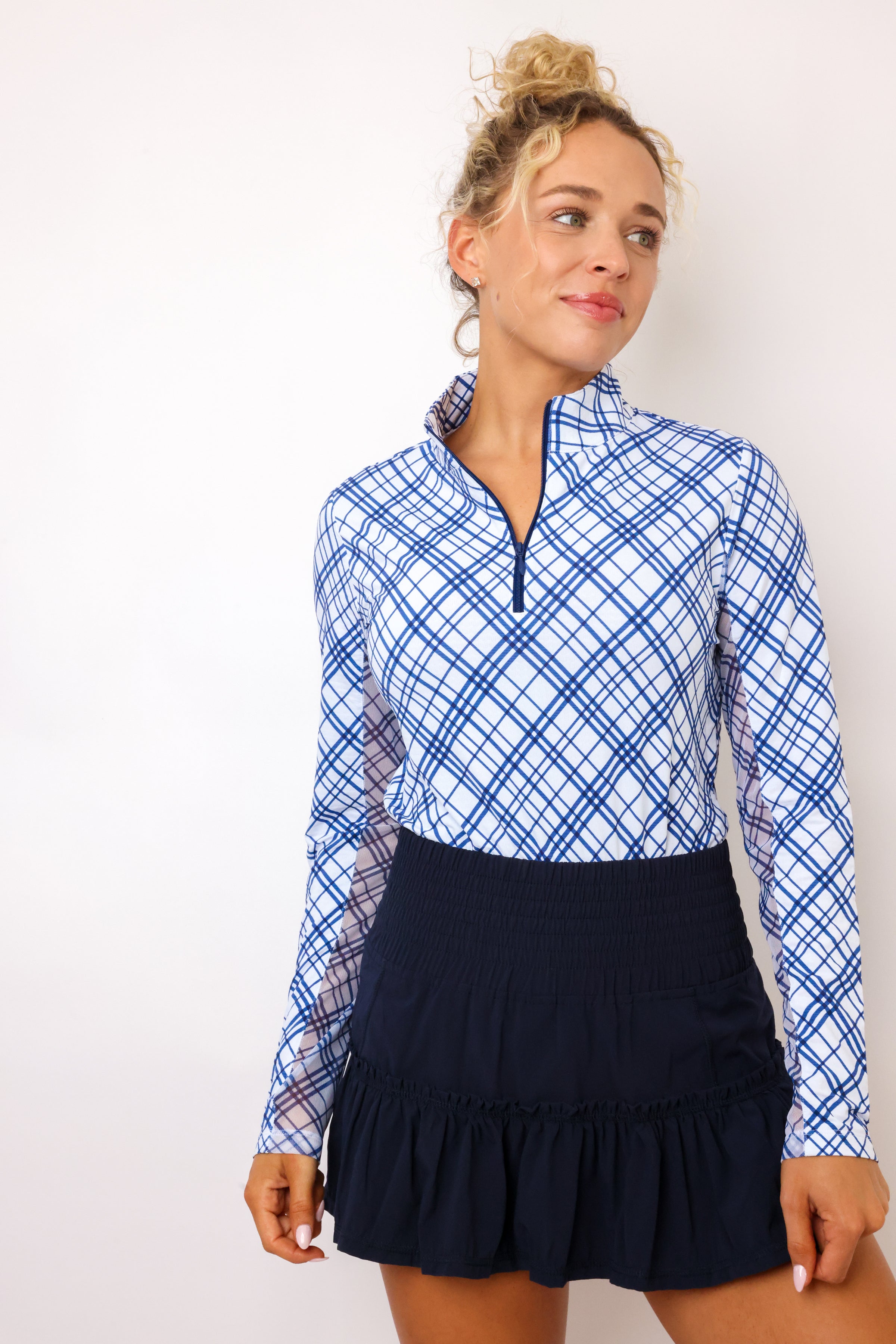 IBKUL Tony Print Long Sleeve Mock Neck Top