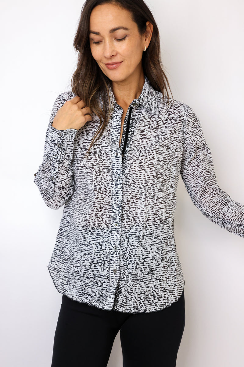 Cino Zanzibar Dot White Button Down Shirt