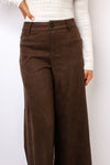 Suede Mid-Rise Long Flare Pants