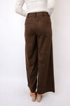 Suede Mid-Rise Long Flare Pants