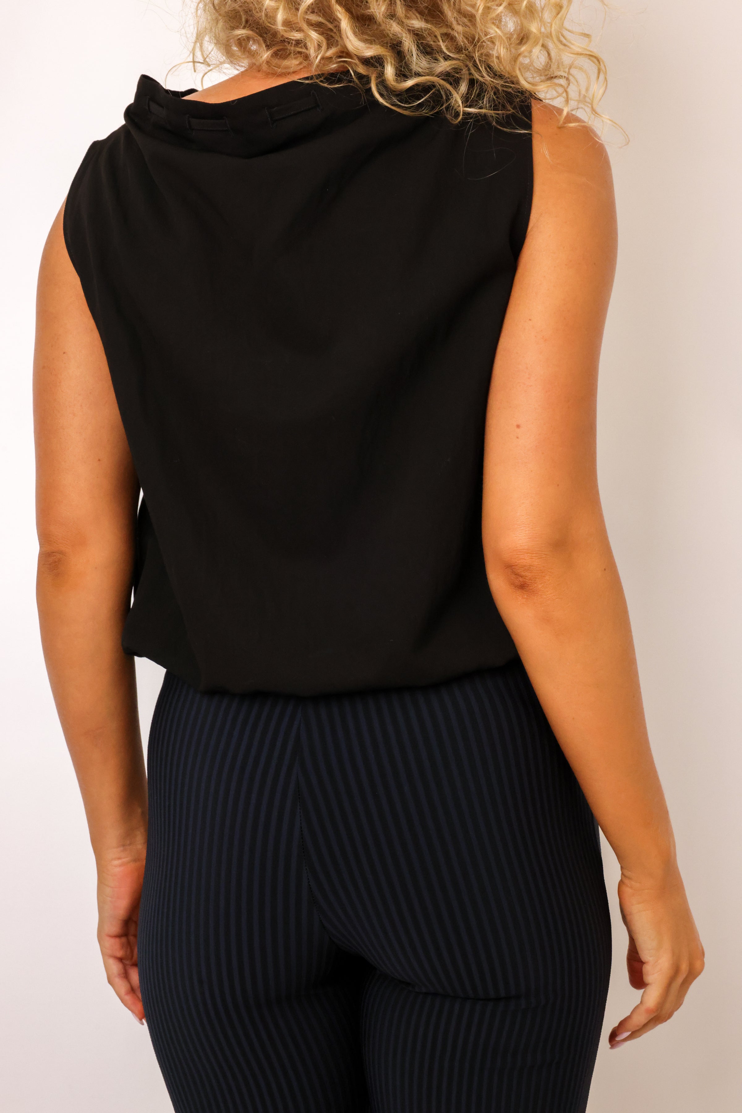 Cinched Mock Neck Sleeveless Top