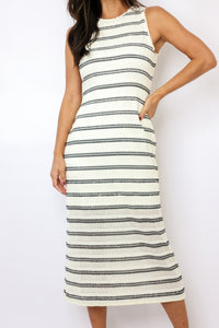 Stripe Sleeveless Midi Dress