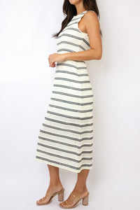 Stripe Sleeveless Midi Dress