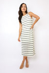 Stripe Sleeveless Midi Dress