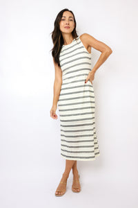 Stripe Sleeveless Midi Dress