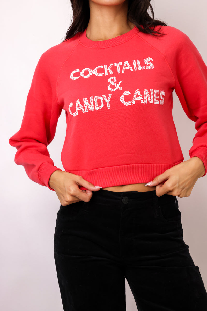 Cocktails and Candy Canes Shrunken Sweatshirt