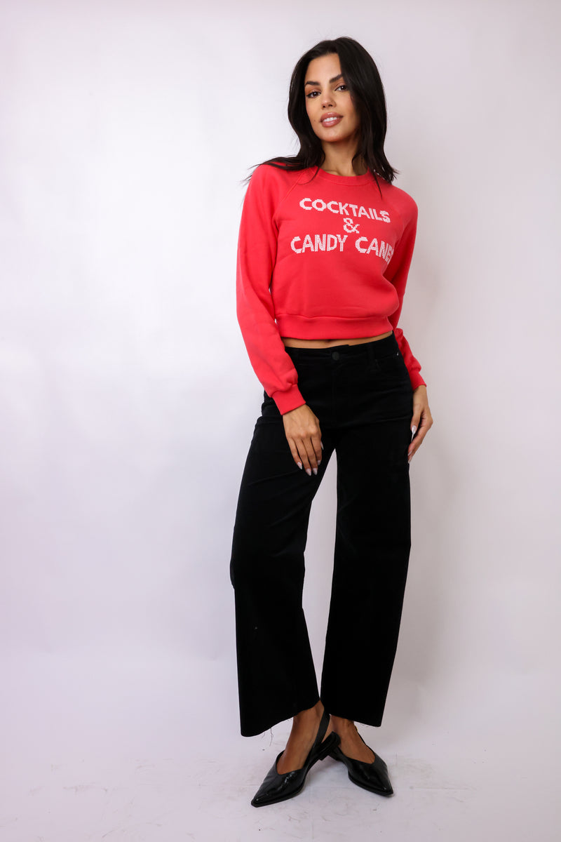 Cocktails and Candy Canes Shrunken Sweatshirt