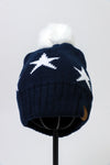 Star Pattern Beanie with Pom-Pom