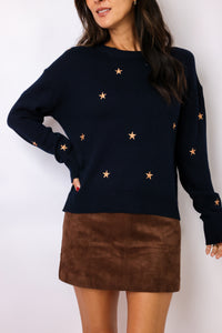 Embroidered Scattered Stars Sweater