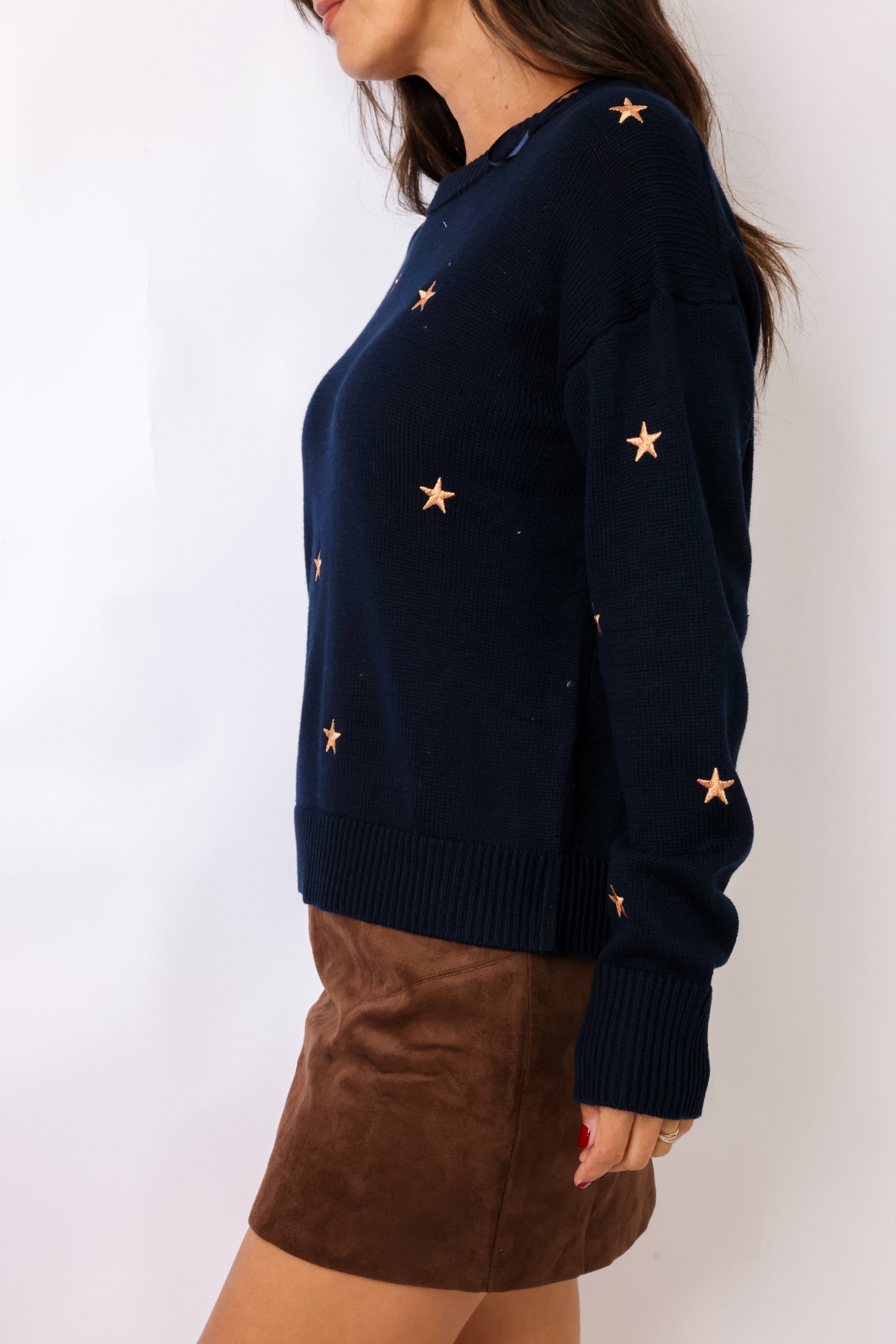Embroidered Scattered Stars Sweater