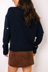 Embroidered Scattered Stars Sweater