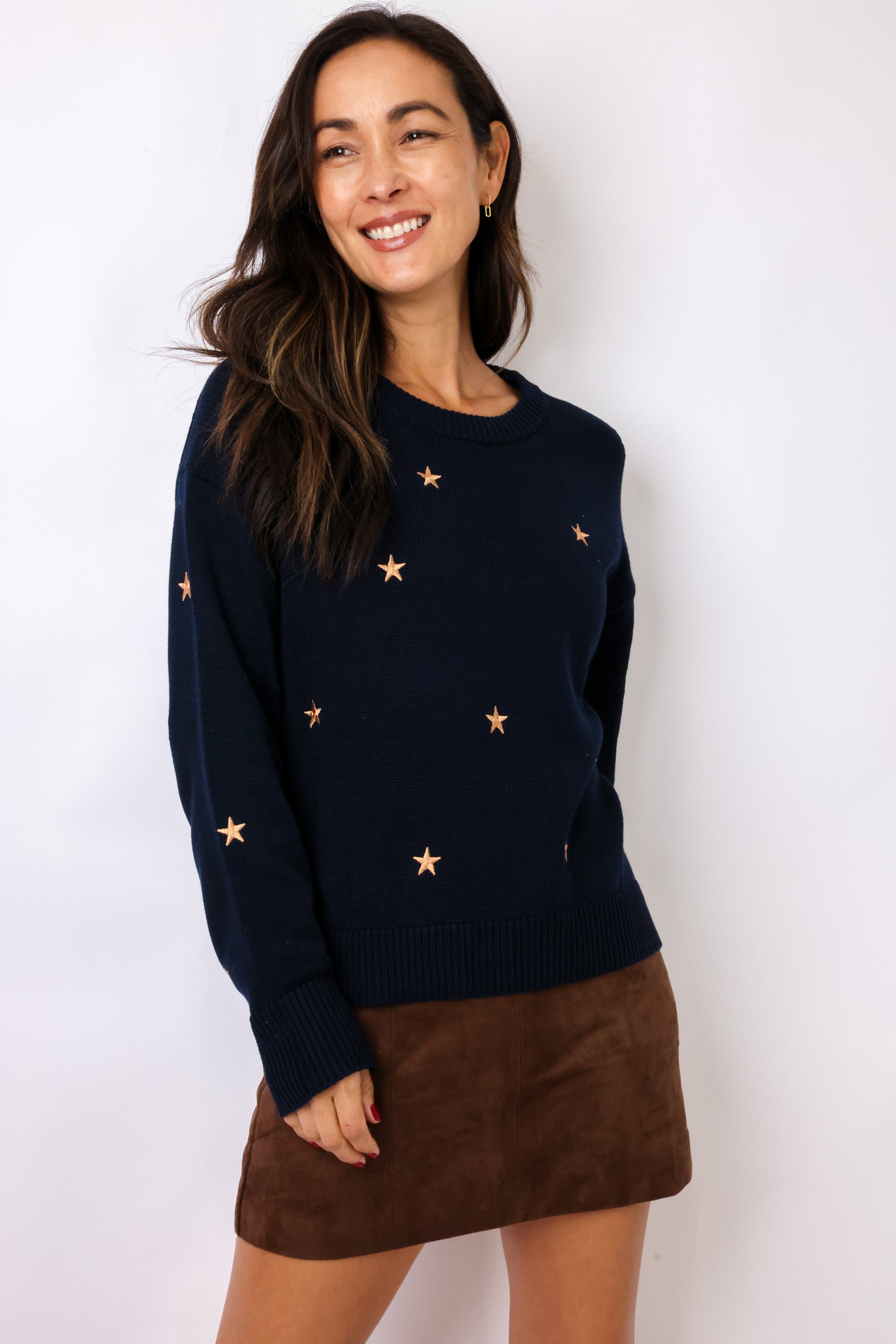 Embroidered Scattered Stars Sweater