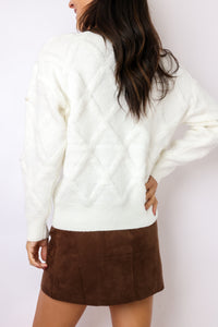 Patterned Knit Pearl Pullover