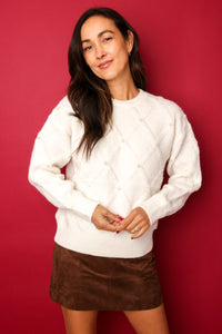 Patterned Knit Pearl Pullover