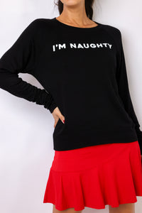 I'm Naughty Lightweight Fleece Pullover Sweater