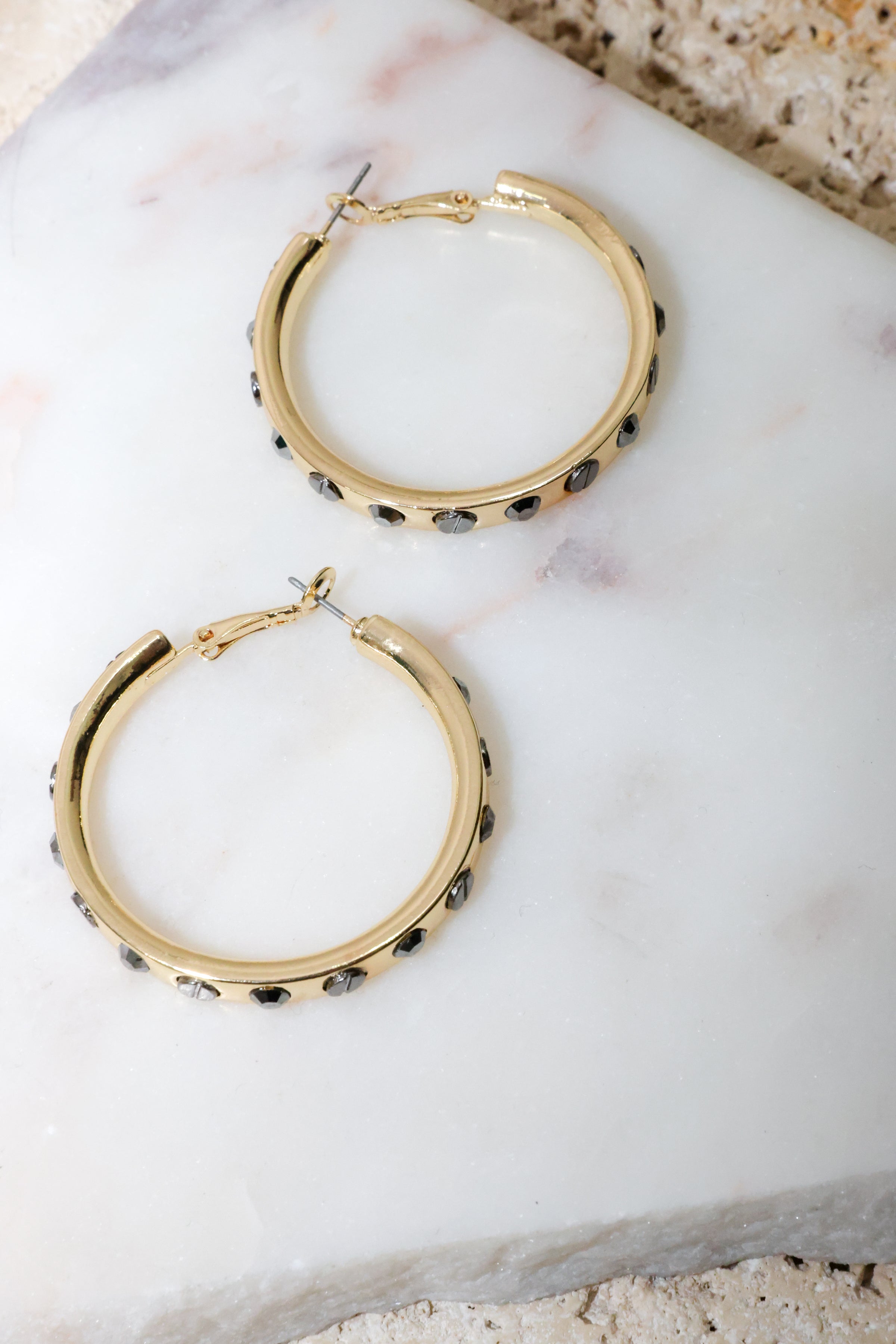 Nailhead Gemstone Hoops