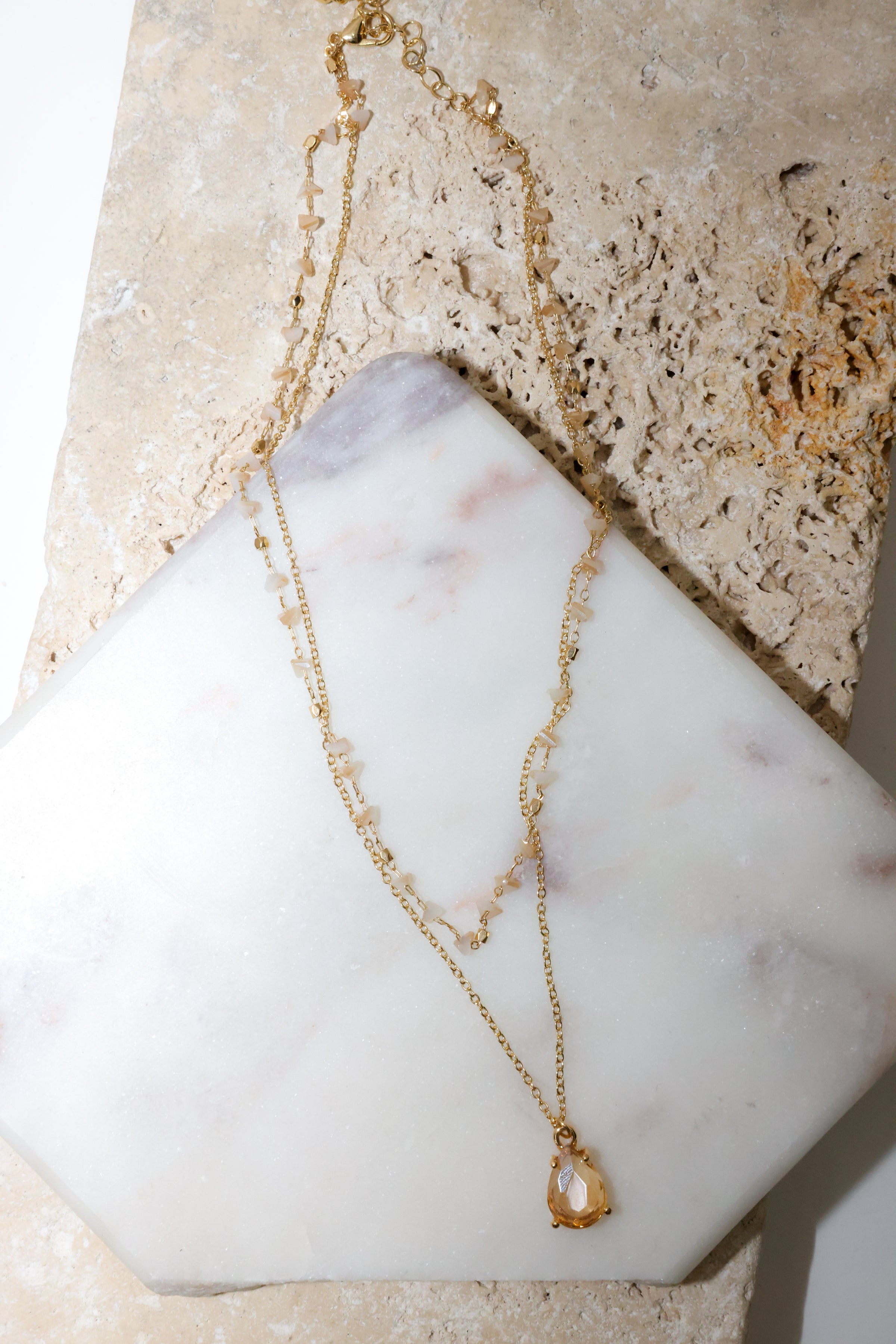 Champagne Crystal Double Necklace