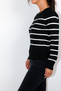 Striped Tight Ribbed Knit Sweater