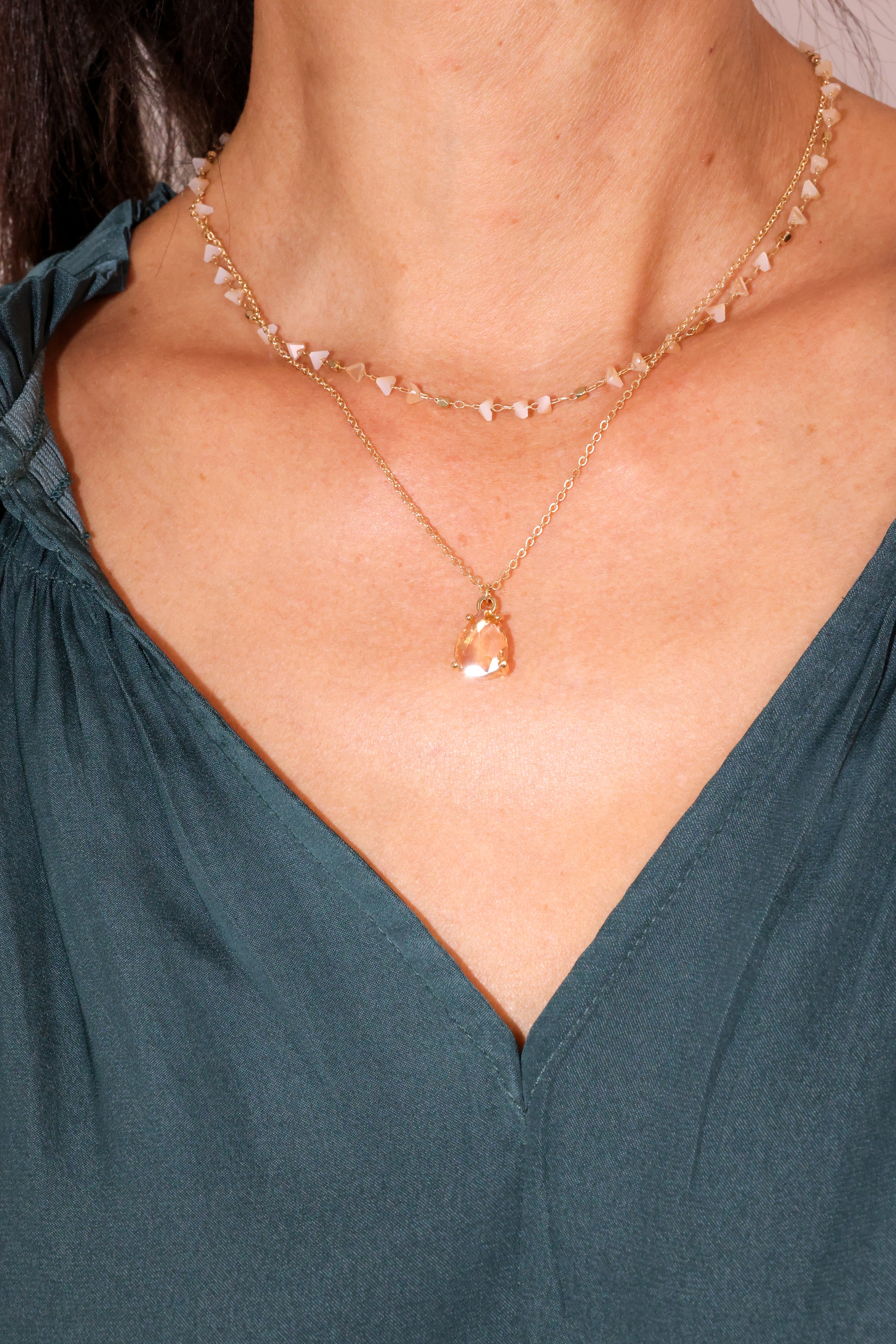 Champagne Crystal Double Necklace