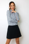 IBKUL Landon Stripe Long Sleeve Zip Mock Top