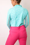 IBKUL Landon Stripe Long Sleeve Zip Mock Top