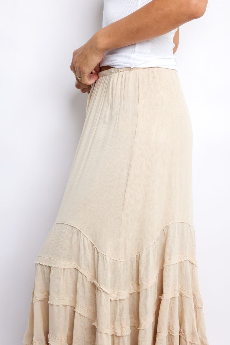 Tie Front Wave Tiered Skirt