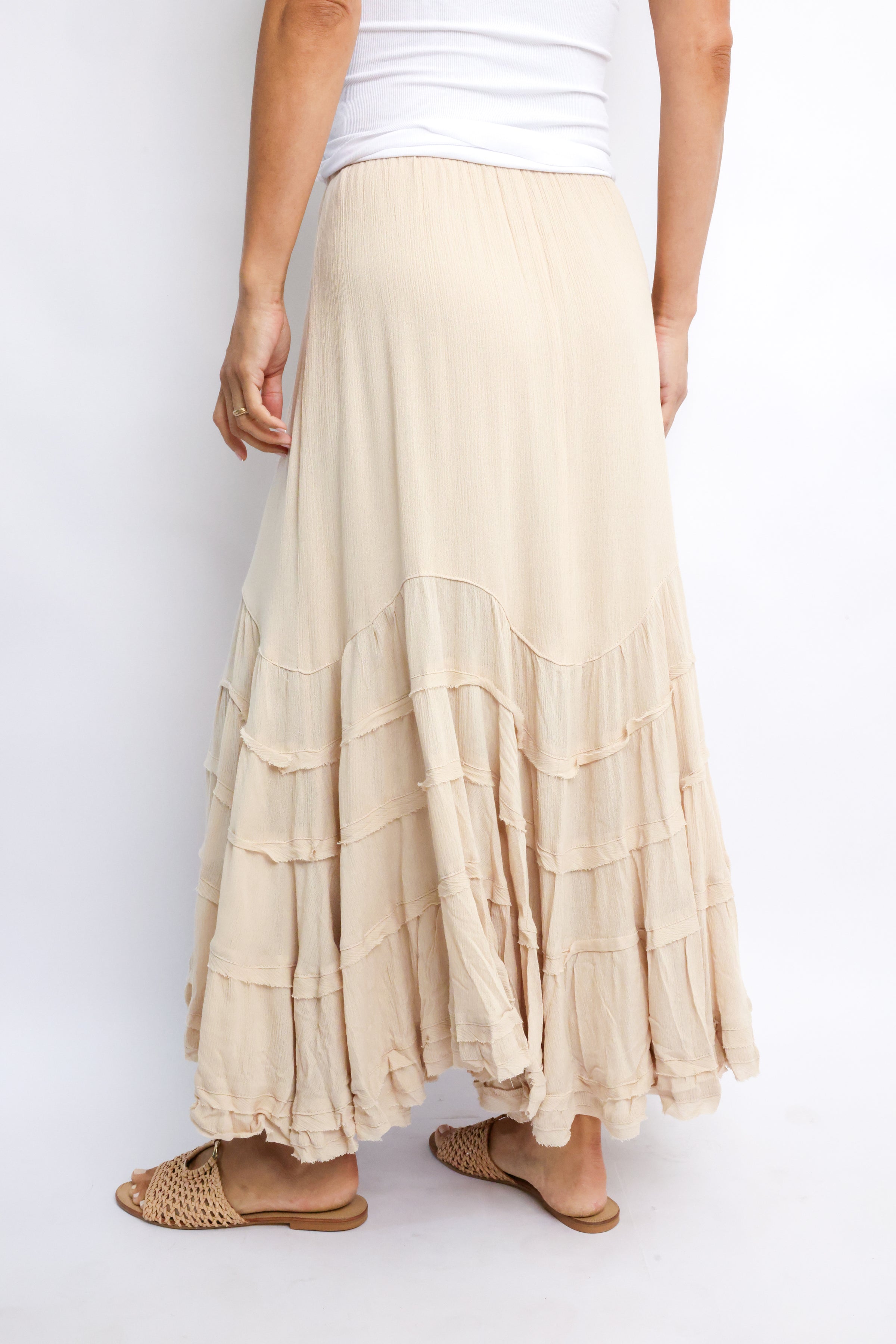 Tie Front Wave Tiered Skirt