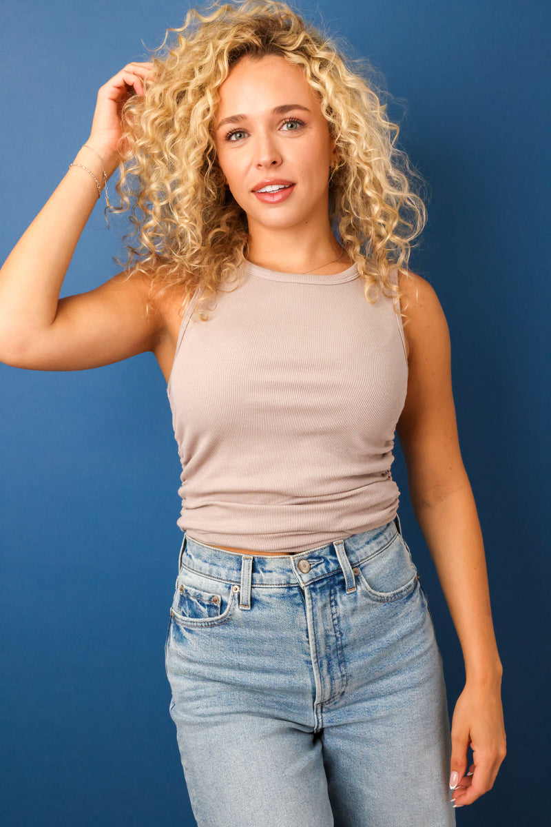 Shirred Crewneck Tank