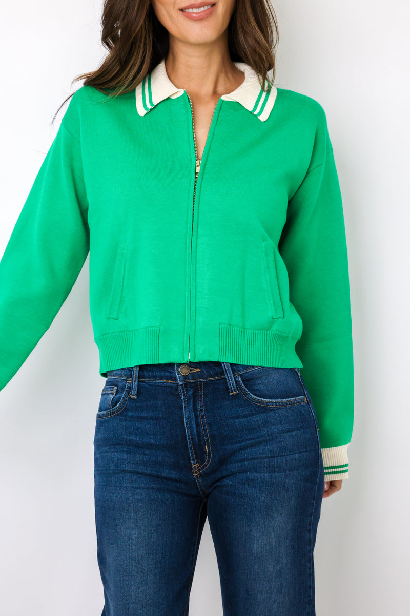 DF Contrast Striped Knitted Jacket