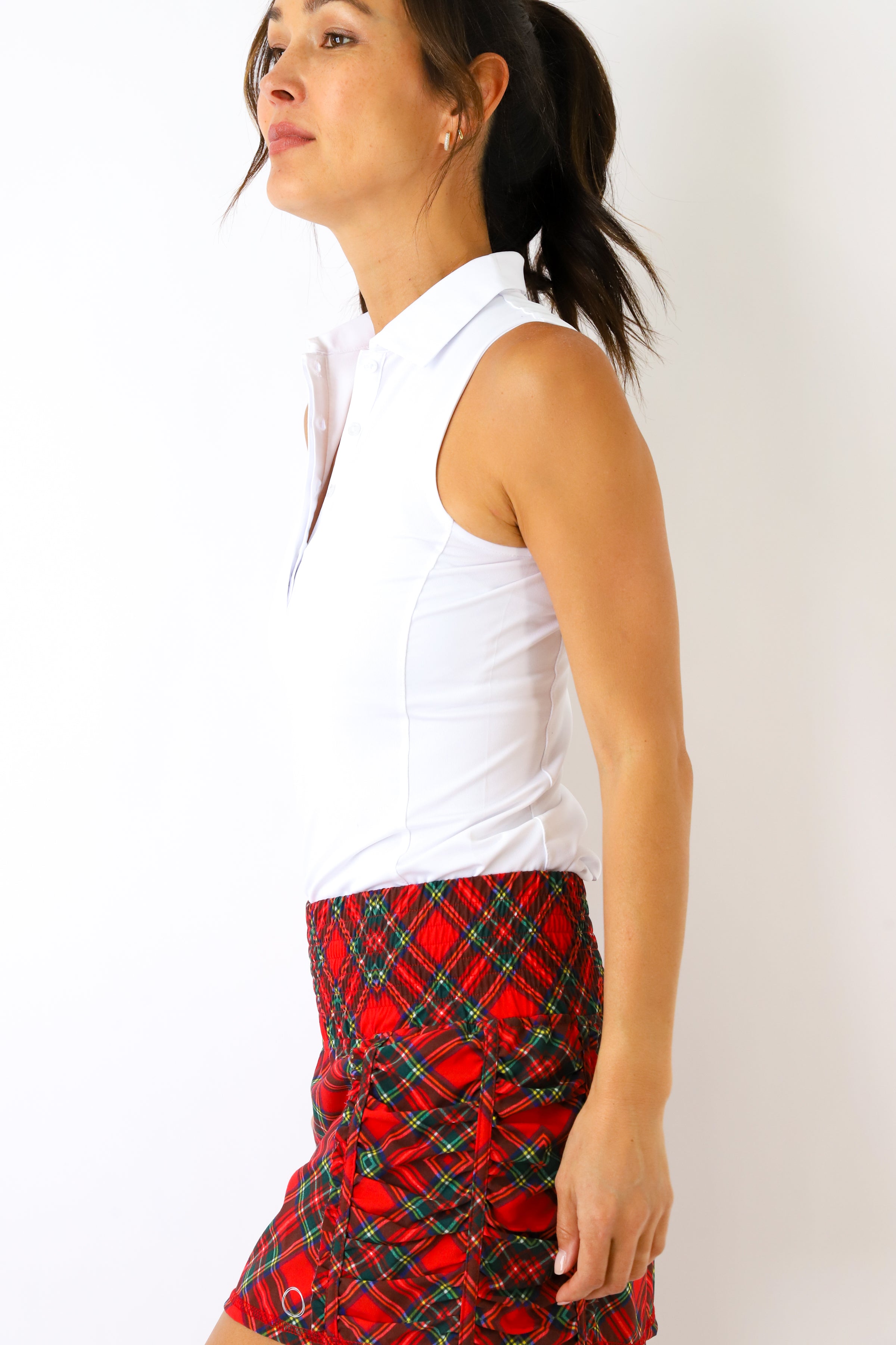 Ruffle Sleeveless Tech Polo