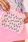 Champagne Pink Fringe Flat Zip Bag