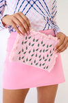 Champagne Pink Fringe Flat Zip Bag